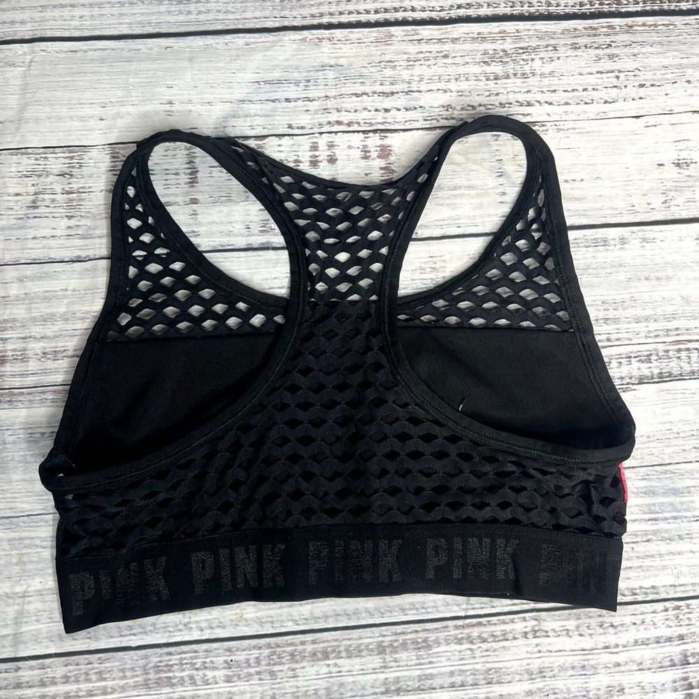 PINK Victoria's Secret Floral Racerback Netting Sports Bra M - Picture 2 of 2